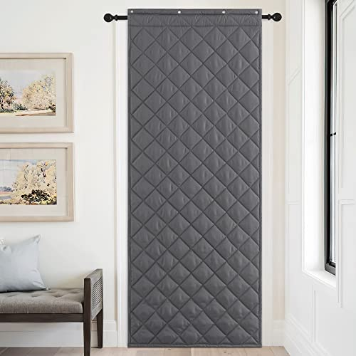 PONY DANCE Türvorhang Kälteschutz 90x200 cm Winddicht Themovorhang Haustür Wärmeschutzvorhang für Türen Dicker Türgardine mit 220g/㎡ Baumwollfüllung Seitlich Öffnung, Grau