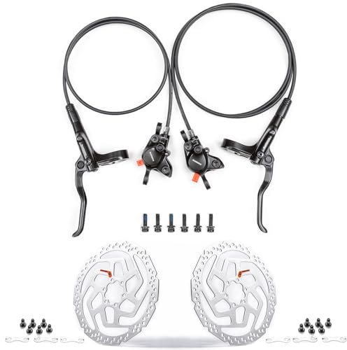 Cyclon MT200 MTB Hydraulic Disc Brakes Set, Left Front 800mm Right Rear 1500mm Aluminum Alloy Hydraulic Bike Brakes with SM-RT Rotors, Dual Disc Piston Fit 160mm/180mm Rotors Bike Hydraulic Brakes