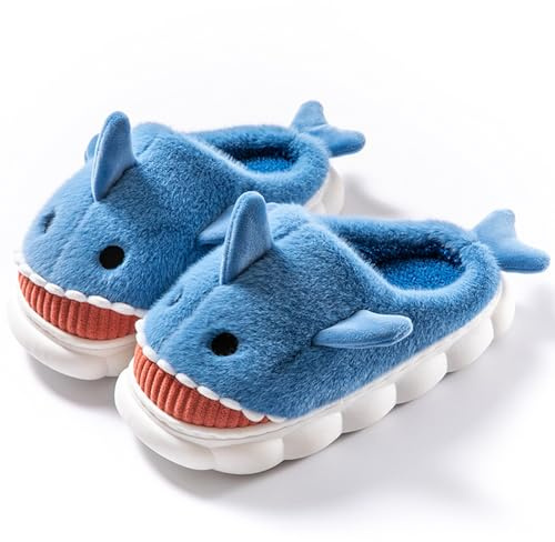 dressfan Zapatillas de Estar por Casa Felpa Tiburón Zapatillas Casa Animales Invierno Cómodas Cálidas Suave Antideslizante Zapatillas Interior y Exterior para Mujeres y Hombres,Azul Real,EU 38-40
