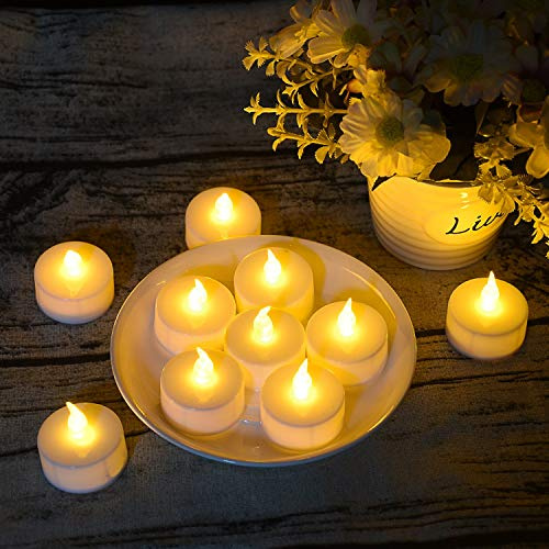 Bougies chauffe-plat LED, 48 paquets de bougies chauffe-plat à piles sans flamme, fausse bougie électrique pour les célébrations saisonnières et de festival 100 + heures de lumière électrique