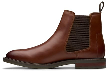 Clarks Premium Botas Jaxen Easy Chelsea para hombre, cuero bronceado, talla 41, marrón (Tan Leather), 40 2/3 EU