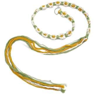 TUKEVA Geflochtene Taillengürtel für Kleider Gewebter Gürtel Böhmischer Kleines Gänseblümchen geflochtenes Stirnband für Kleid Jeans Flechtgürtel Hüftgürtel Dekorativer Kleidgürtel (Bohnengrün)