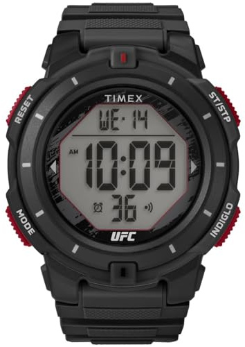 Timex Orologio da uomo UFC Rumble da 50 mm, cinturino nero, quadrante digitale, cassa nera TW5M59600