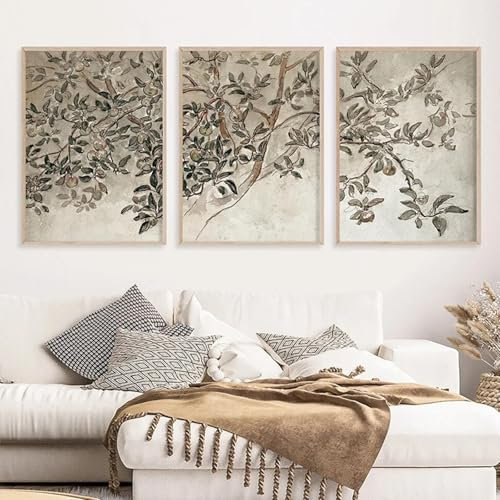 RDRDtbtr Apfelbaum-Skizze Poster Kunstdrucke Vintage-Galerie Wand Bilder neutrale Leinwandbild Küche Wandbilder Wohnzimmer Heimdekoration 50 x 70 x 3 cm ungerahmt