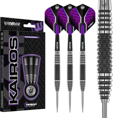 WINMAU Darts Kairos 24g 90% Professionella Volfram Stålspets Dartset med Dartflyg och Dartstammar