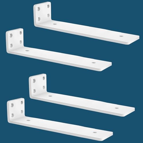 MLOQI 4 Piezas Escuadras para Estanterias, Soportes para Estantes, Escuadras Metalicas de L, Grueso de 5 mm con Tornillos Capacidad de Carga 50 kg (Blanca 30 cm)
