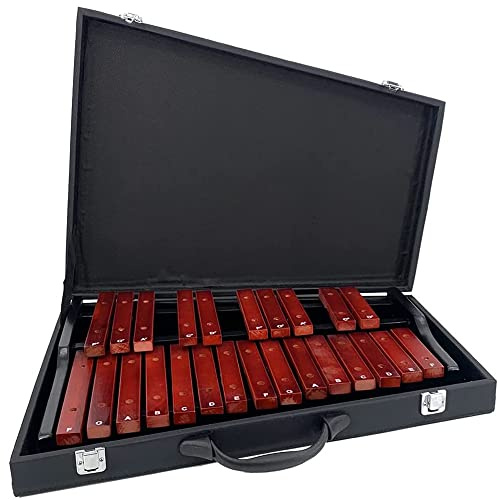 Holz Xylophon Percussion Instrument Geschenkset Professionelles Glockenspiel für Erwachsene und Kinder mit 25 Noten, 2 Schlägeln und Koffer