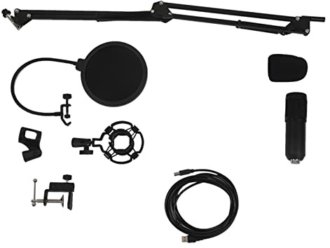 Msuiiixcccc USB Streaming Podcast Pc Microphone Professional Studio Cardioid Condenser Mic Kit with Sound Card Boom Arm Shock Mount Filte