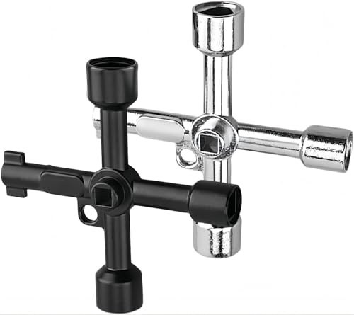 QHFlashbuy Chiave Quadrata 2 Pezzi 4 Vie Chiave Universale Chiave,Chiave Della Scatola Elettrica,Quadrata Contatore,Multifunzione per Rubinetti,Armadi Contatori Elettrici e Armadi