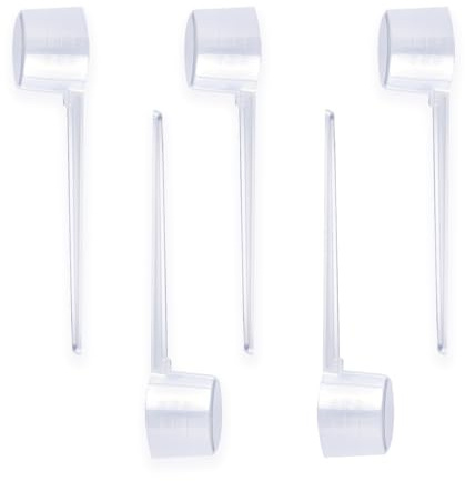 Bojueshaw 5pcs Protein Scoop Set,5g Plastic Measuring Scoops,Transparent Dosing Spoon for Substances, Powders,Solids,Liquids