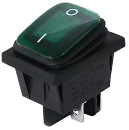 Interrupteur à bascule étanche à 4 broches avec lumière marche/arrêt, 12 V, 220 V, rouge, noir, 16 A, for voiture et bateau(Green,2PCS_220V)