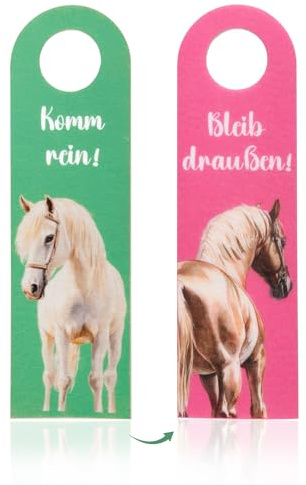 Bitte Nicht Stören Schild Pferd-Motiv, 2stück Originelles Türanhänger aus Filz mit Spruch Bleib Draußen - Komm Rein, Türschild Kinderzimmer Deko die Türklinke, Pferde Mädchen Geschenk Teenager Ideal