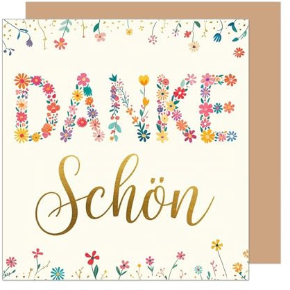 Edition Seidel Premium quadratische Glückwunschkarte mit Umschlag. Dankeskarte Karte Grußkarte Danke Danksagung Dankeschön Dankbarkeit Mann Frau Freund Freundin Blumen (DQ109 SW025)