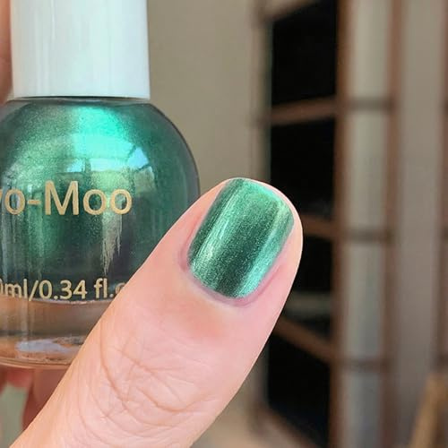 Deep Green Nail Polish - Chrome Holographic Nail Polish - Quick Dry Metallic Nail Varnish - Smooth Texture Metal Mirror Nail Paint - Nail Varnish Glossy Nail Art Polish For Manicure DIY