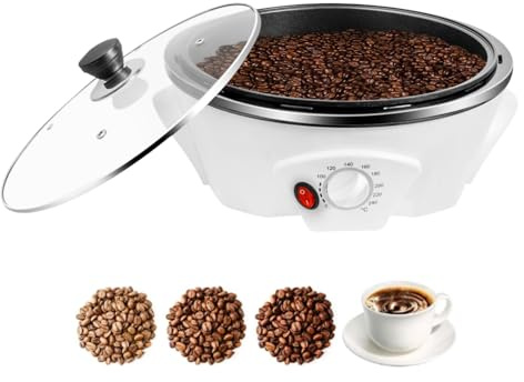 HUOMMGS Kaffeeröster 1200W Elektrischer Kaffeeröstmaschine 500g Kaffeeröst Maschine mit 0-240°C Temperatureinstellung, Stir Bar, Glasabdeckung Kaffeebohnen Backmaschinen für Erdnüssen, Melonenkernen