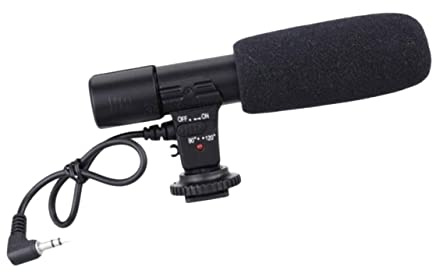 BAZEITFLOW Professional DSLR Camera Microphone for Vlogging with Dual Head Stereo Pickup Ultra Wide Angle Long Standby Compatible with Video Recording Interview and Live Streaming