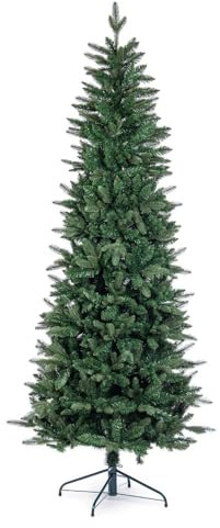 KONTE DESIGN| Albero di Natale SLIM LOGAN Albero artificale elegante Slim design Rami PE & PVC – Base metallica – Perfetto per spazi stretti – Facile montaggio (150 cm - 619 rami)