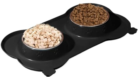 Gamelles pour Chien - Set De Bols Anti-Déversement pour Nourriture Et Eau Chat,Mangeoire Amovible pour Chiots Chats Taille Petite Moyenne Grande,D'Intérieur Et D'Extérieur Enrichissement