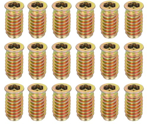 QUARKZMAN 18Pcs Inserti Filettati Dadi, M8x25mm Inserti Esagonali A Innesto Per Legno - Dadi Bulloni Viti In Acciaio Al Carbonio Per Mobili
