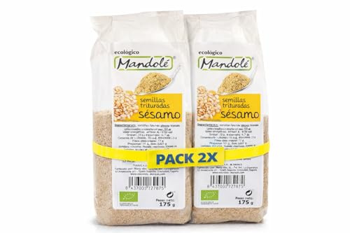 Pack 2x Semillas de Sésamo Triturado Mandolé Bio 175 g | 2 Bolsas de 175 g (Total 350 g) | Sésamo Ecológico Molido | Ideal para Ensaladas, Yogur y Recetas