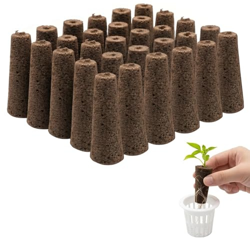 BLPRKOT 30 Pezzi Spugne per Idroponica, Spugne di Ricambio per Serra Idroponica e Kit Coltivazione Indoor, Pods per Germinazione Semi e Sviluppo Radici, Lunghezza 5.5cm Estensibile a 6.5cm