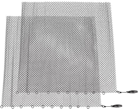 QCSTORE Öppen Spis Gnistskydd Korrosionssäker Hängande Ersättningsskärmar för Hem Vedeldad Spis Svart Rostfritt Stål 2 Paneler (24 * 22 tum)