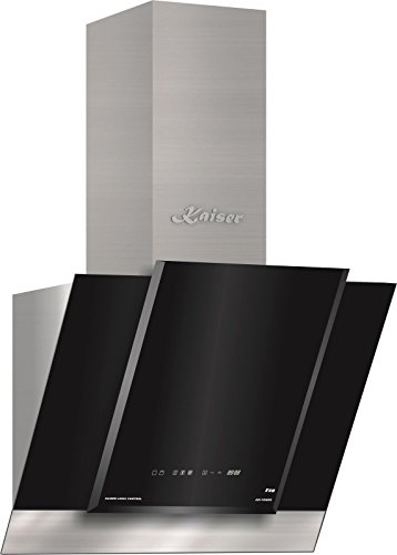 Kaiser AT 6438 ECO kopffrei Dunstabzugshaube 60 cm Exklusive Schwarz Glas Edelstahl Wandhaube 910m³/h | TouchControl Steuerung mit LED Display | Randabsaugung | Timer | Abzugshaube Abluft/Umluft