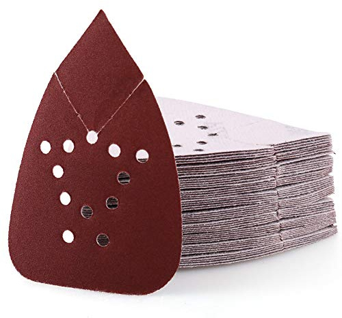 LotFancy 220 Grit Sanding Pads for Black and Decker Mouse Sanders, 50PCS Hook and Loop Sandpaper Sheets - 12 Hole Detail Palm Sander Sand Paper