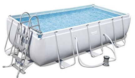 Bestway Power Steel Rechteckiger Swimmingpool, 6478 Liter, Grau, 4,04 x 2,01 x 1,00 m