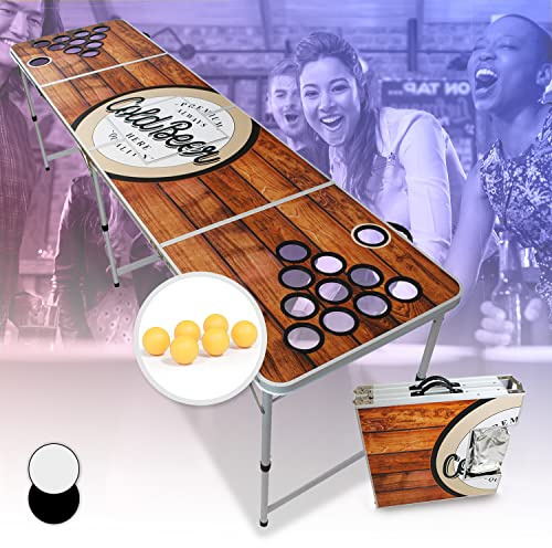 Beercup Beer Pong Tables, Beer Pong Set for Party Games, Beer Pong Table Foldable & Height Adjustable, Beer Pong Table with Red Cups Cup Holder, Beer Pong Table Waterproof, Beer Pong Table with Ice