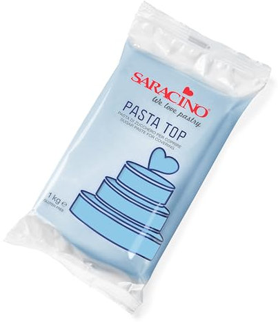 Saracino Pasta de azúcar superior para cubrir fondant Made in Italy 1000 g - Color Azul Bebé
