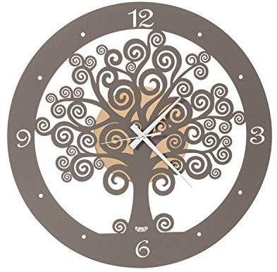 Arti & Mestieri Albero della Vita - Orologio Piccolo da Parete di Design 100% Made in Italy - in Ferro, Diametro 44 cm - Oro Laccato e Fango