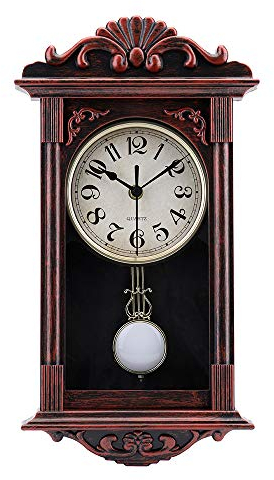 jomparis Pendulum Wall Clock Retro Quartz Decorative Wall Clock for Living Room, Office, Home Decor(16 Inch, Bronze)