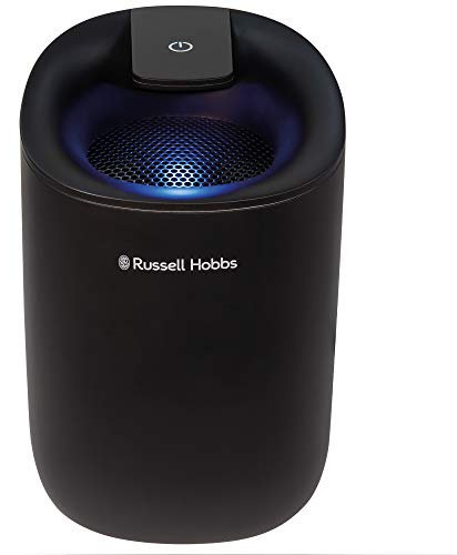 Russell Hobbs RHDH1061B 300ml/day, Black Dehumidifier with Auto Defrost for Home, Kitchen, Basement, Garage, Caravan, Bathroom, Lightweight, 15m2 Room Size, LED Lighting