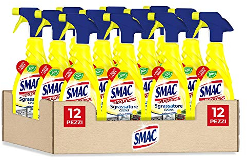 Smac Express - Sgrassatore Cucina al Limone, Detergente Spray Multisuperficie con Azione Sgrassante e Tecnologia Zero Aloni, 650 ml x 12 Pezzi