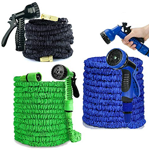 75FT/100FT/150FT/200FT Expandable Flexible Garden Hose Magic Hose Pipes Car Washing Gardening Hose with 7 Setting Professional Water Spray Nozzle Gun (Green, 150FT)