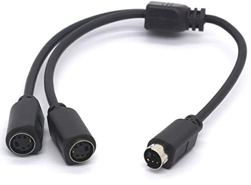 PIIHUSW SVHS Cable S-Video Cable Splitter 4 pin Mini DIN Adapter Split a SVHS Video Signal - Male to 2 Female 2 Way Y-Splitter for TVs, VCRs, DVD