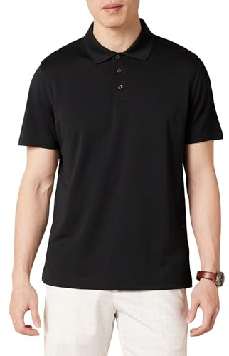 Amazon Essentials Herren Golf-Poloshirt, schmale Passform, schnelltrocknend, Schwarz, Größe XL