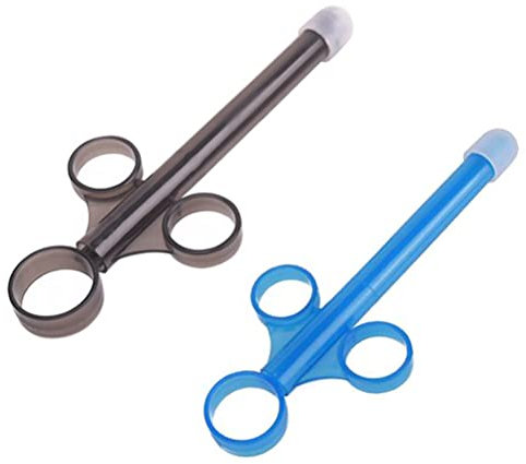 MiaLover 2 Stück Lube Tube Spritzen für Gleitgel Lubricant Schmiermittel Applicator Syringe Shooter Launcher Wiederverwendbar für Männer Frau Anus und Vagina Reinigungswerkzeuge(Blau,Schwarz)