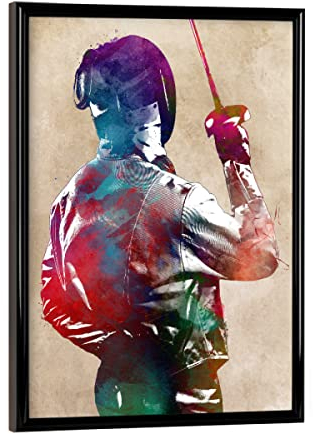 artboxONE Poster mit schwarzem Rahmen 18x13 cm Sport Fencing Sport - Bild Fencing Colorful fechten