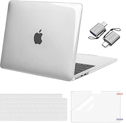 MOSISO Compatible with MacBook Air 13 inch Case M5 2026 M4 2025 M3 M2 2024-2022 A3449 A3240 A3113 A2681, Hard Shell&Keyboard Cover&Screen Film&Type C for MacBook Air 13.6 inch Case, Crystal Clear