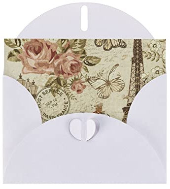 Weiße Paris Vintage-Postkarte, hochwertiges Perlenpapier, Grußkarte, 10,2 x 15,2 cm, für Geburtstagskarte, Valentinstag, Hochzeitstag, Abschlussfeier, Einladungskarte usw.