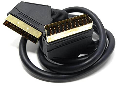 DRUT 1m Scart to Scart Cable Lead, 21 Pin Male to Male (Plug to Plug) RGB Cord for TV, VCR, DVD Player Gold Plated (3ft)