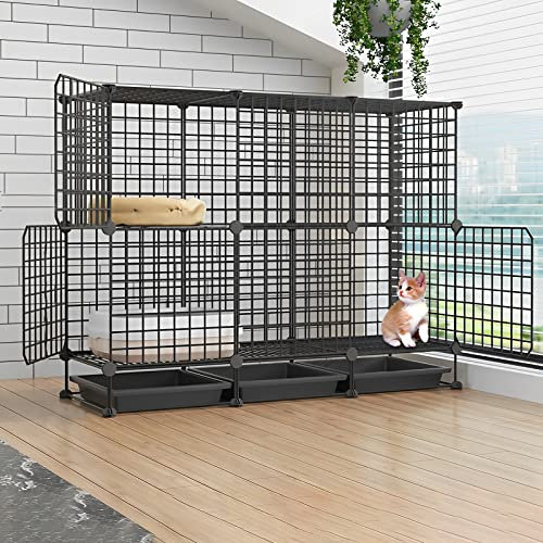 Katzenkäfig Katzengehege Innen -DIY Kleintierkäfig Haustierprodukte Tragbarer Metalldraht Käfig,Heimwerker-Laufstall FüR DraußEn/Indoor/Balkon/Zuhause/Terrasse (Color : A, Size : 111 * 39 * 84cm)