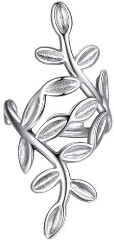 ChicSilver Pendientes Hojas Plata de Ley 925 Mujeres Clip de Orejas Ear Cuff Falsos sin Perforación Cartílago