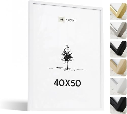 Heimlich Fotorahmen aus massivem Ayous-Holz – 40 x 50 cm, weiß | Heimlich® – Robuster Kleiner DIY-Collagenrahmen Aus Holz – Nur Wandhalterung