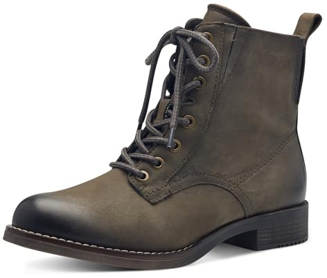 Tamaris Comfort Women’s Lace-Up Ankle Boots with Zip Autumn, Olive Nubuc, 6 UK