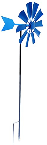 Dualoai Metall Windspiel Garten Windmühle Outdoor Hof Rasen Windrad Dekor, 73 x 24 cm Blau