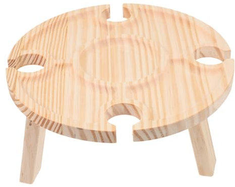 MUCKLILY Servierteller 1Stk tragbarer picknicktisch Mini-Picknicktisch klappbar niedriger picknicktisch aus Holz Weingläser Snack-Aufbewahrungstisch tragbarer Weintisch runden runder Tisch