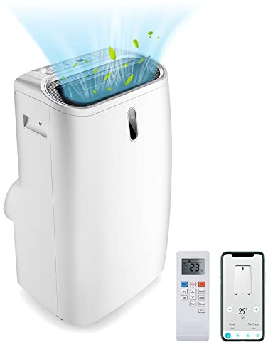 GOPLUS 14000 BTU Klimaanlage mobil, Klimagerät mit Abluftschlauch, 5 in 1: Kühlen & Heizen & Entfeuchten & Belüften & Schlafmodus, 4100W, 24H-Timer, App & Fernbedienung, ≤57dB, für Räume bis zu 135 m³